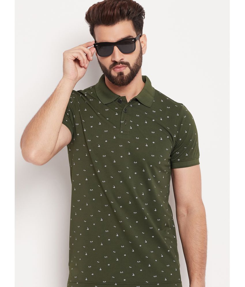     			Auxamis Cotton Blend Regular Fit Printed Half Sleeves Men's Polo T Shirt - Olive ( Pack of 1 )