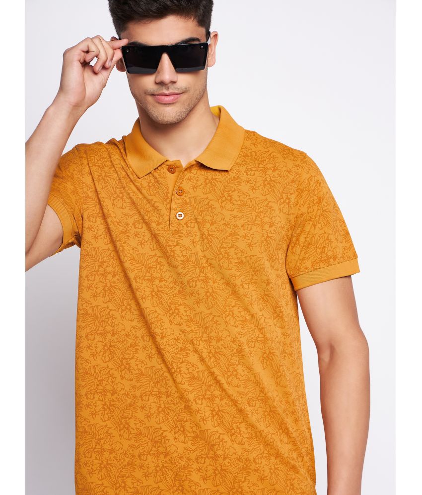     			Auxamis Cotton Blend Regular Fit Printed Half Sleeves Men's Polo T Shirt - Mustard ( Pack of 1 )