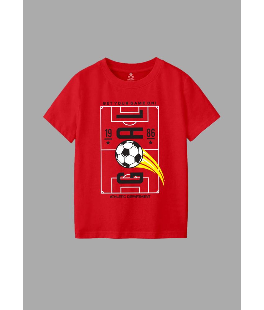     			CODEZ Red Cotton Blend Boy's T-Shirt ( Pack of 1 )