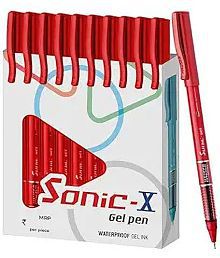 FLAIR Sonic X | Water Proof Ink For Smooth Flow System | Gel Pen (Pack of 20, Red)