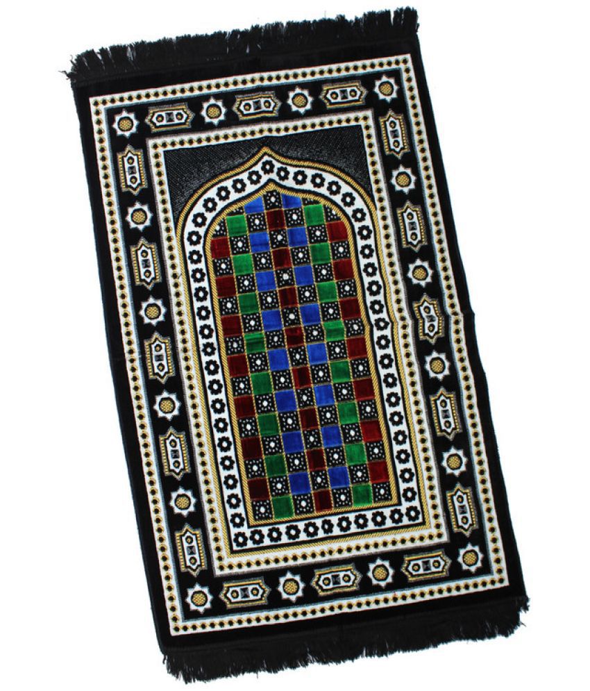    			ADIRNY Black Single Regular Velvet Prayer Mat ( 110 X 70 cm )