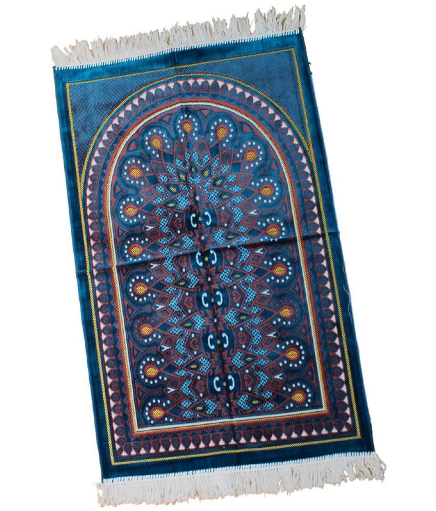     			ADIRNY Blue Single Regular Velvet Prayer Mat ( 110 X 70 cm )