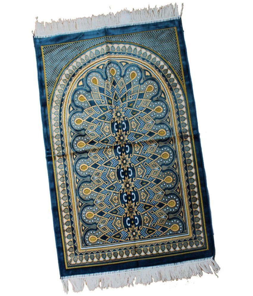     			ADIRNY Blue Single Regular Velvet Prayer Mat ( 110 X 70 cm )