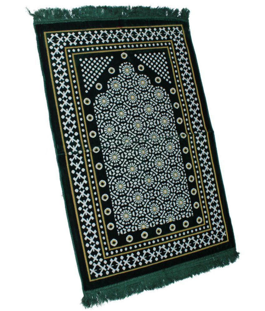     			ADIRNY Green Single Regular Velvet Prayer Mat ( 110 X 70 cm )