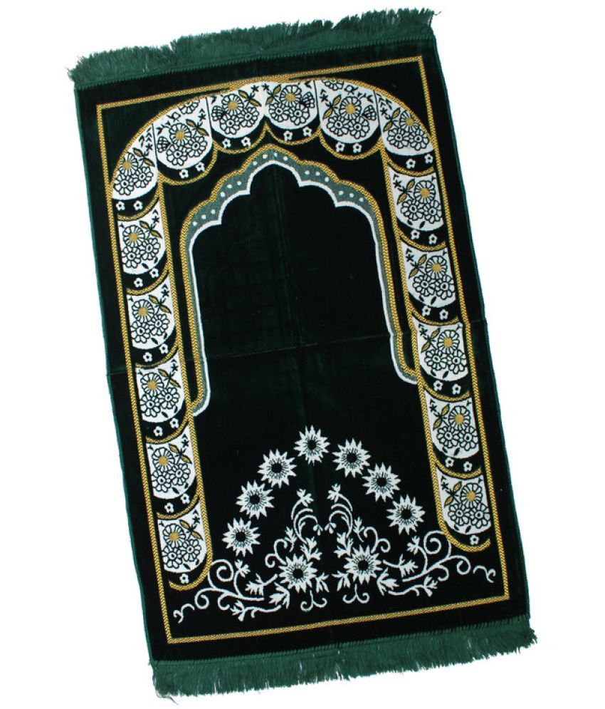     			ADIRNY Green Single Regular Velvet Prayer Mat ( 110 X 70 cm )