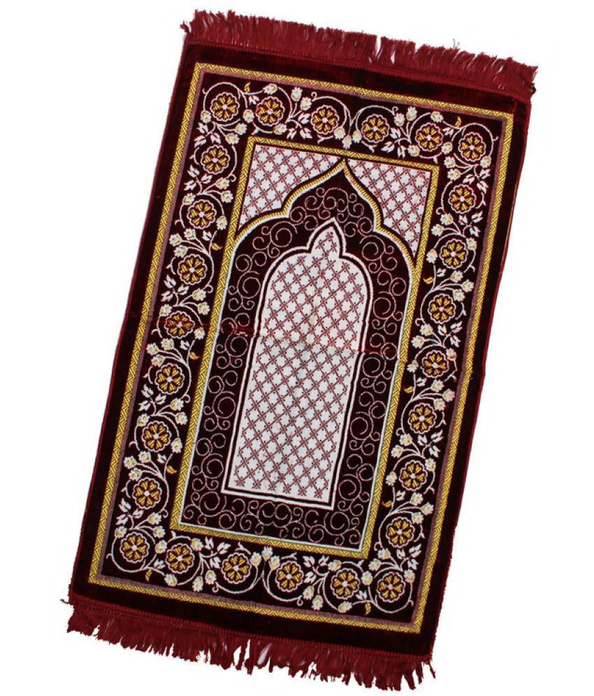     			ADIRNY Maroon Single Regular Velvet Prayer Mat ( 110 X 70 cm )