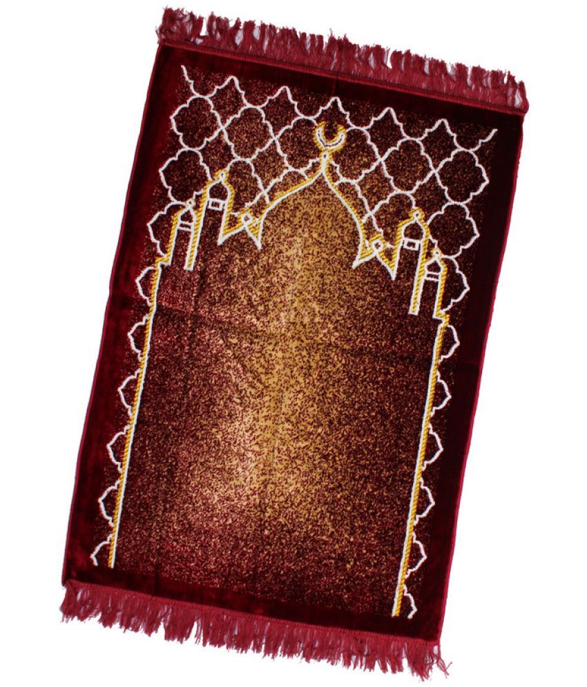     			ADIRNY Maroon Single Regular Velvet Prayer Mat ( 110 X 70 cm )