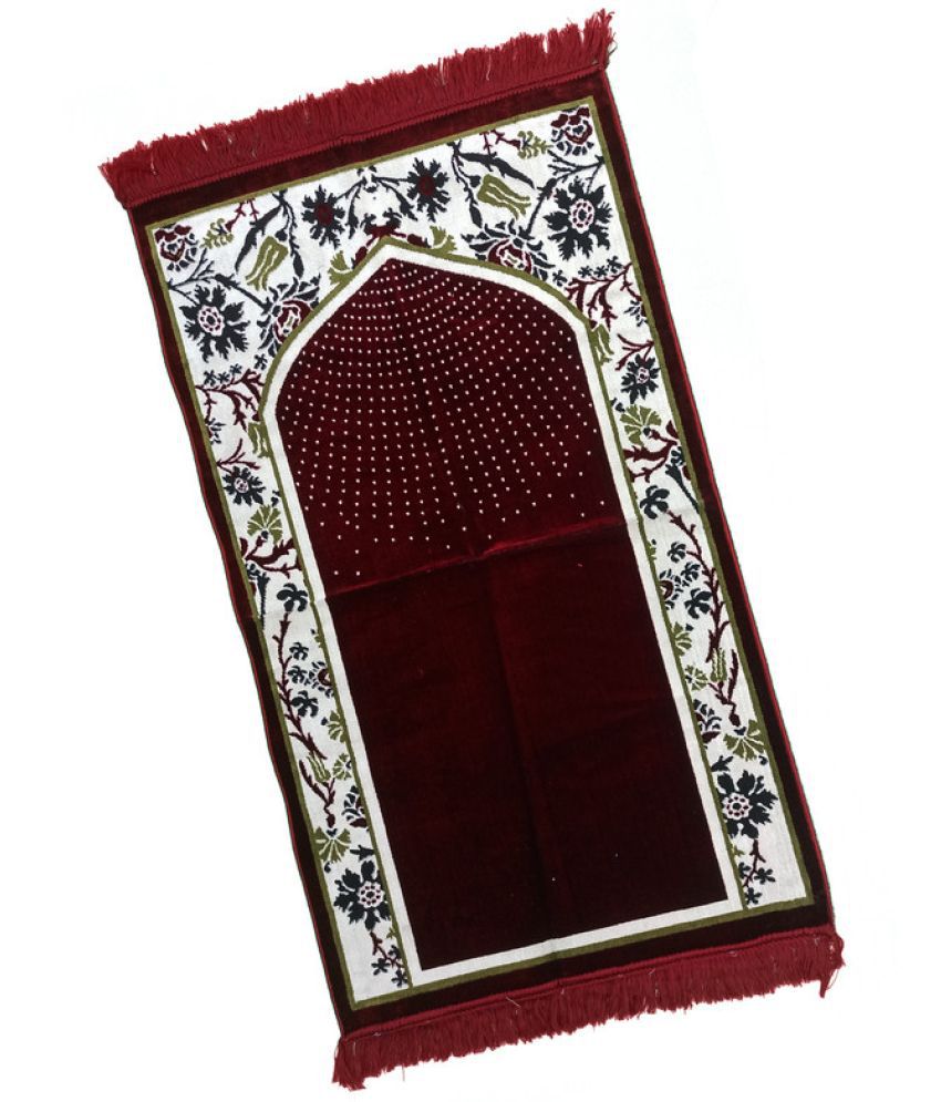     			ADIRNY Maroon Single Regular Velvet Prayer Mat ( 115 X 65 cm )