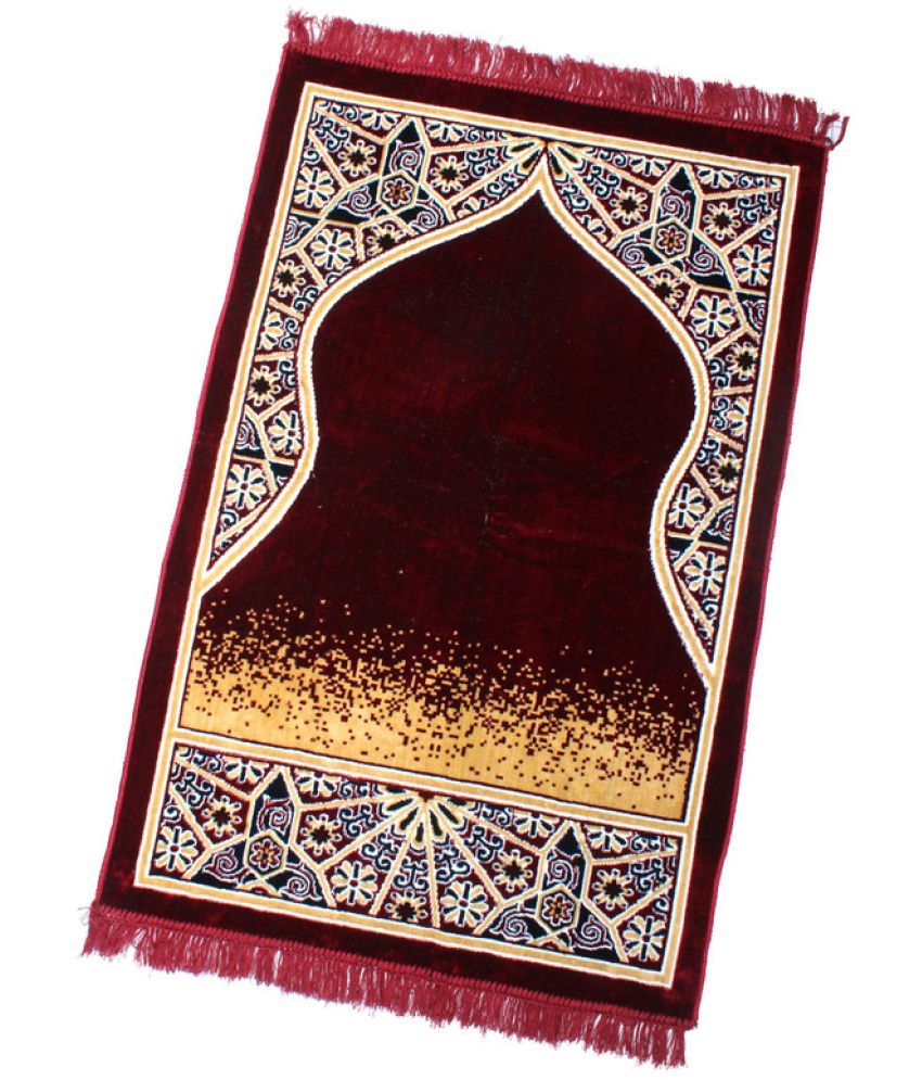     			ADIRNY Maroon Single Regular Velvet Prayer Mat ( 110 X 70 cm )