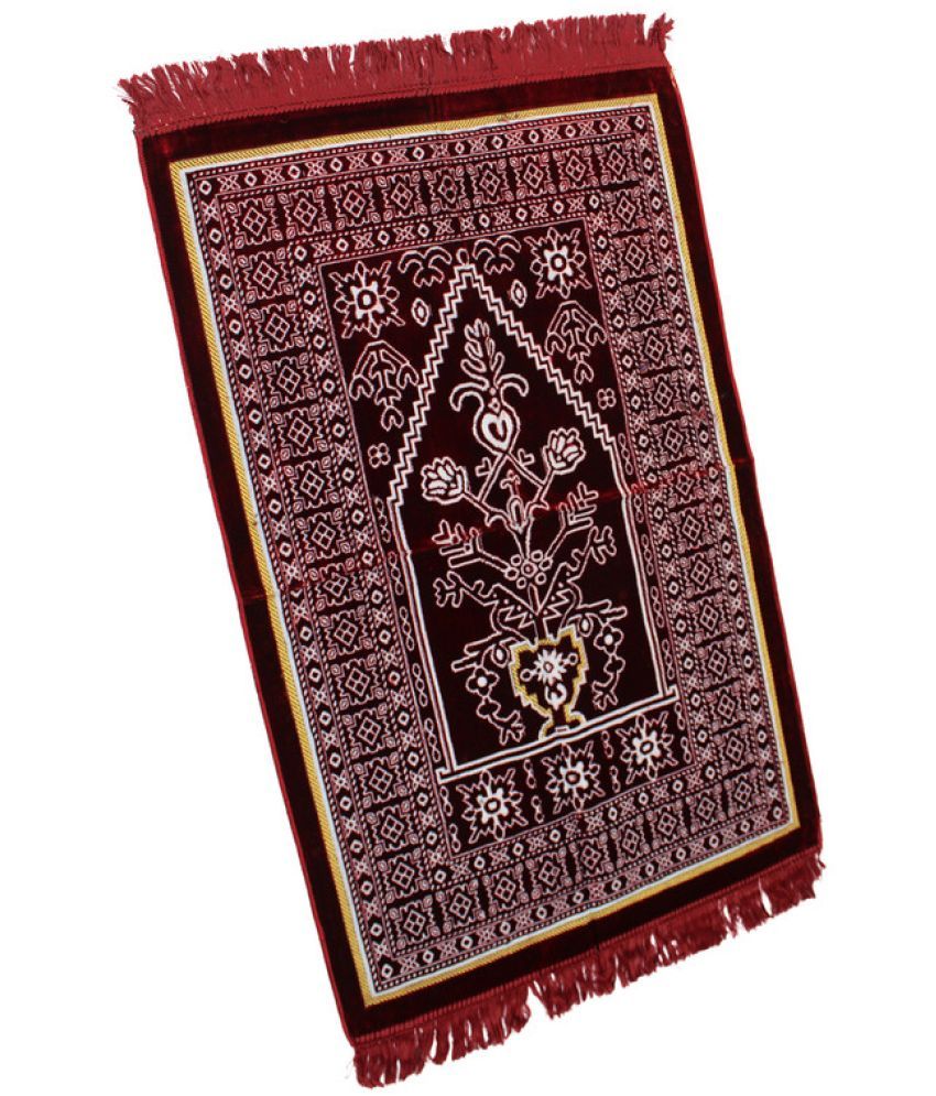     			ADIRNY Maroon Single Regular Velvet Prayer Mat ( 110 X 70 cm )