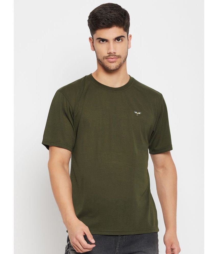     			Auxamis Cotton Blend Regular Fit Printed Half Sleeves Men's T-Shirt - Olive ( Pack of 1 )