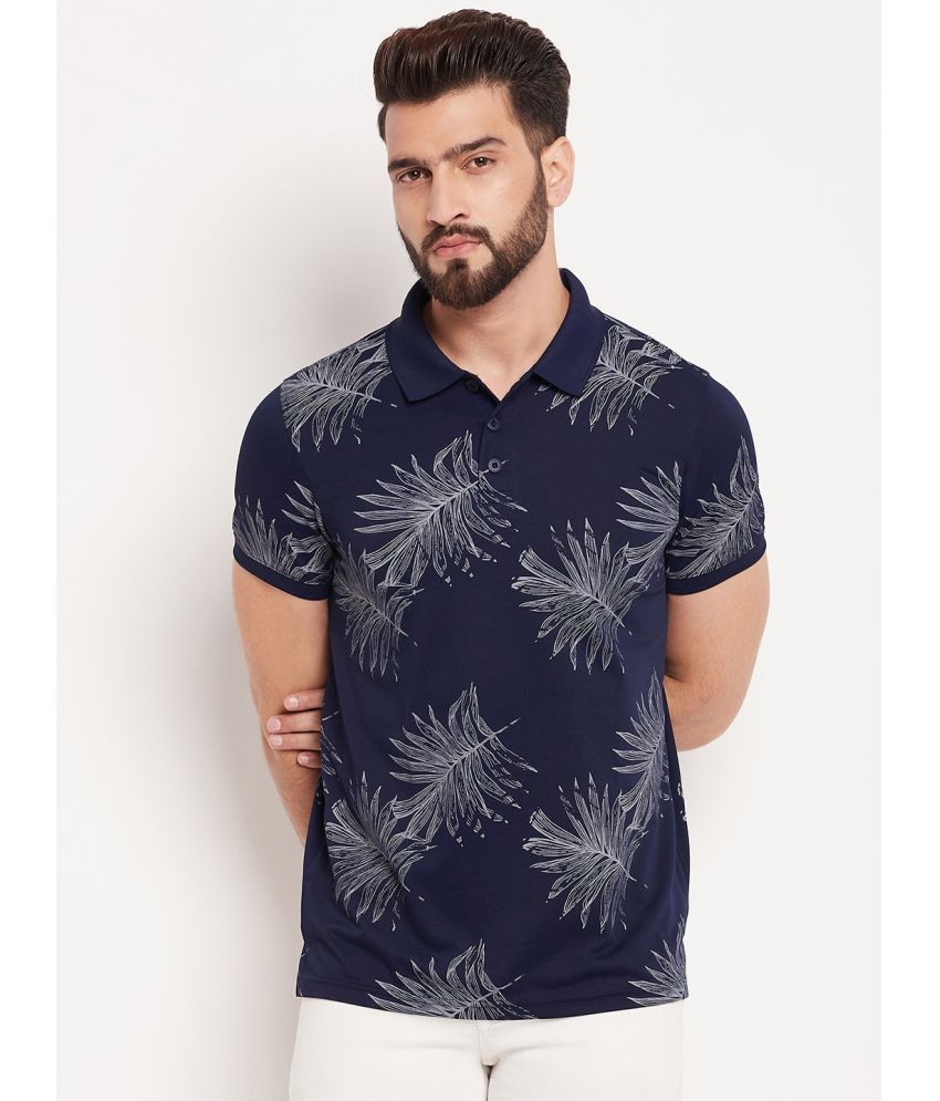     			Auxamis Cotton Blend Regular Fit Printed Half Sleeves Men's Polo T Shirt - Navy ( Pack of 1 )