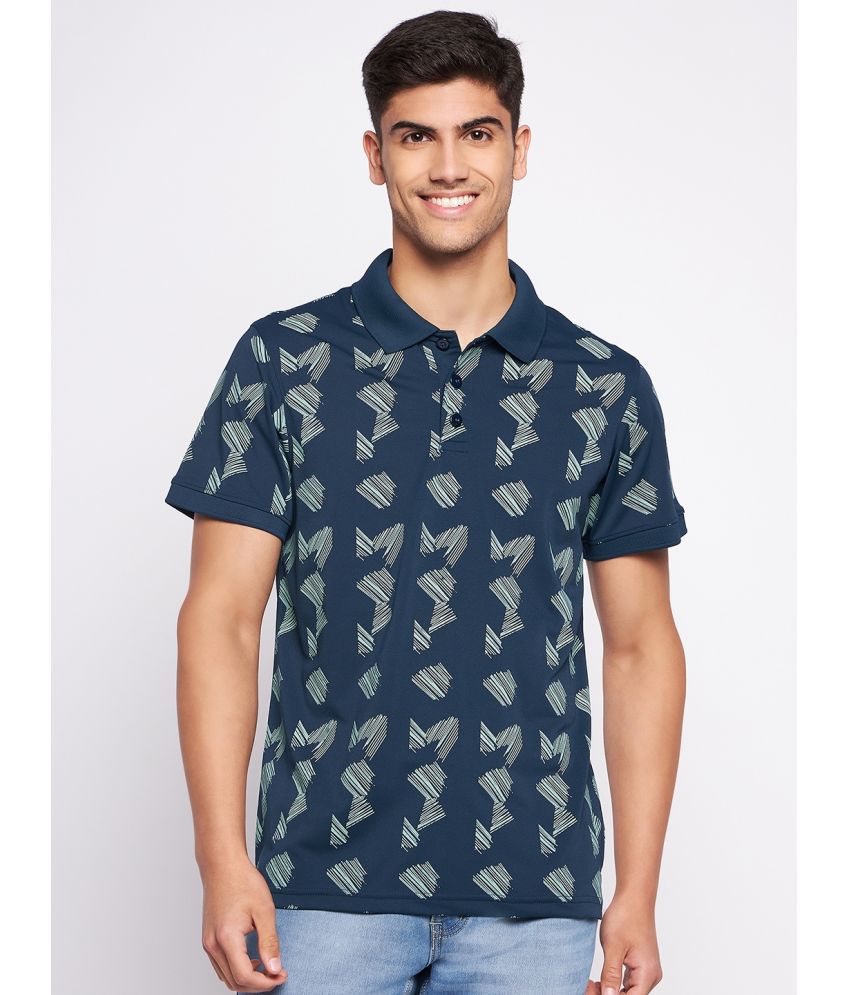     			Auxamis Cotton Blend Regular Fit Printed Half Sleeves Men's Polo T Shirt - Navy Blue ( Pack of 1 )