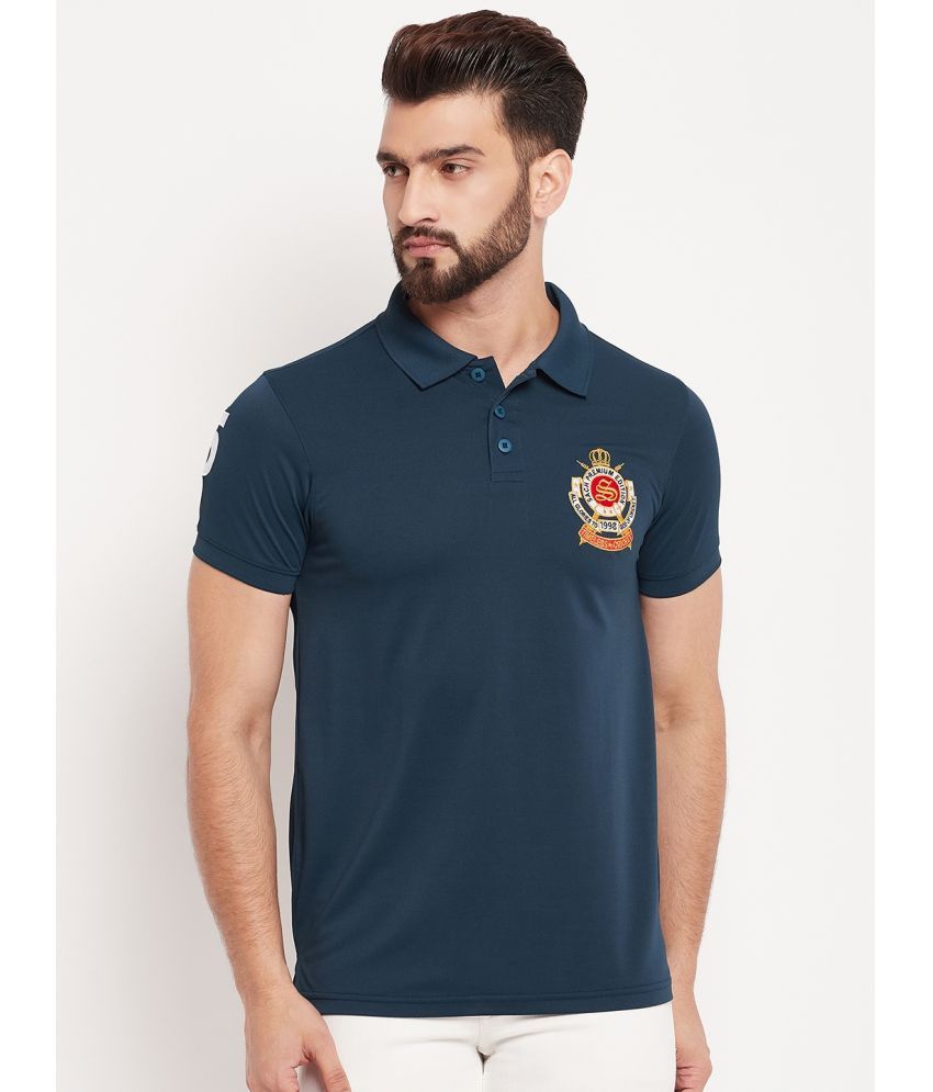     			Auxamis Pack of 1 Cotton Blend Regular Fit Embroidered Half Sleeves Men's Polo T Shirt ( Navy Blue )