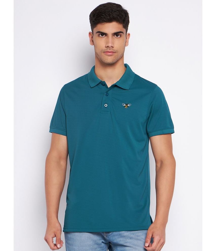     			Auxamis Cotton Blend Regular Fit Solid Half Sleeves Men's Polo T Shirt - Teal Blue ( Pack of 1 )