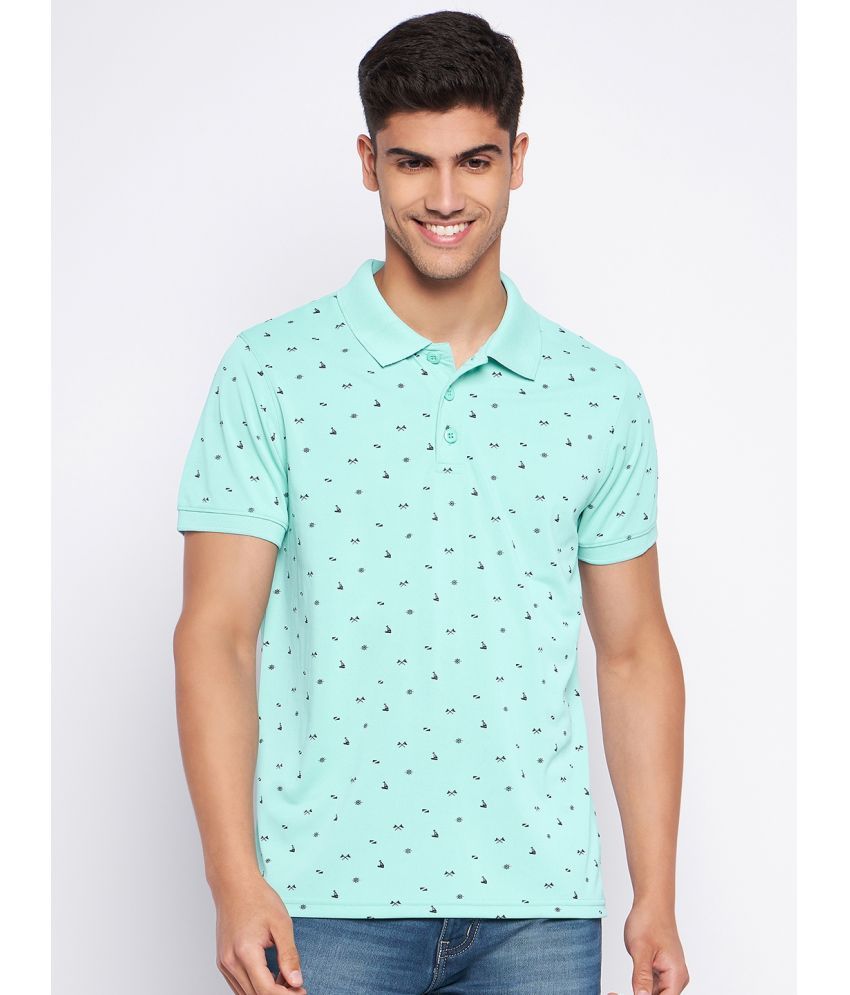     			Auxamis Cotton Blend Regular Fit Printed Half Sleeves Men's Polo T Shirt - Aqua ( Pack of 1 )