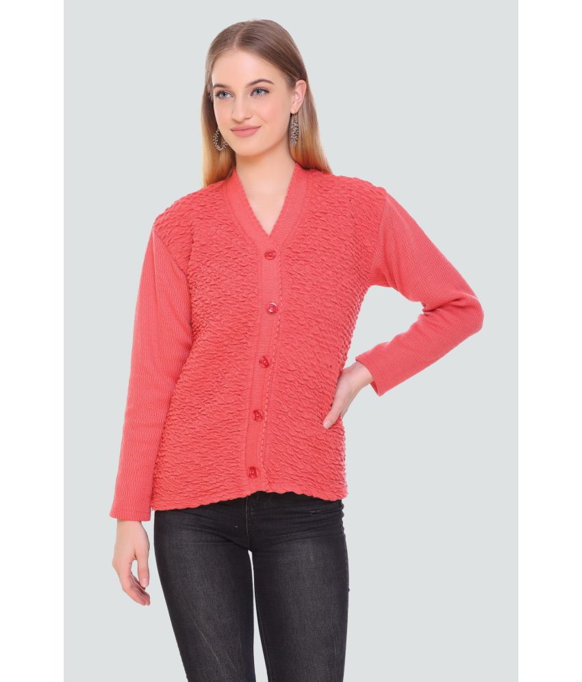     			Curious Fashion Woollen V Neck Women's Buttoned Cardigans - Pink ( )