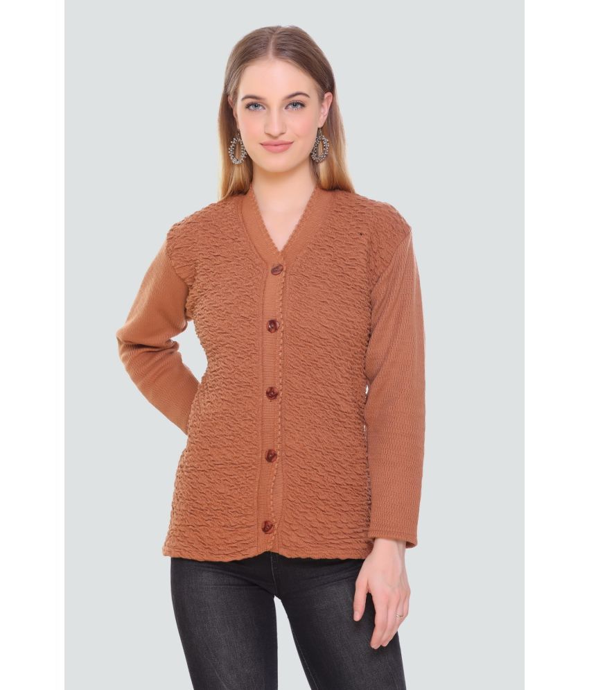     			Curious Fashion Woollen V Neck Women's Buttoned Cardigans - Rust ( )