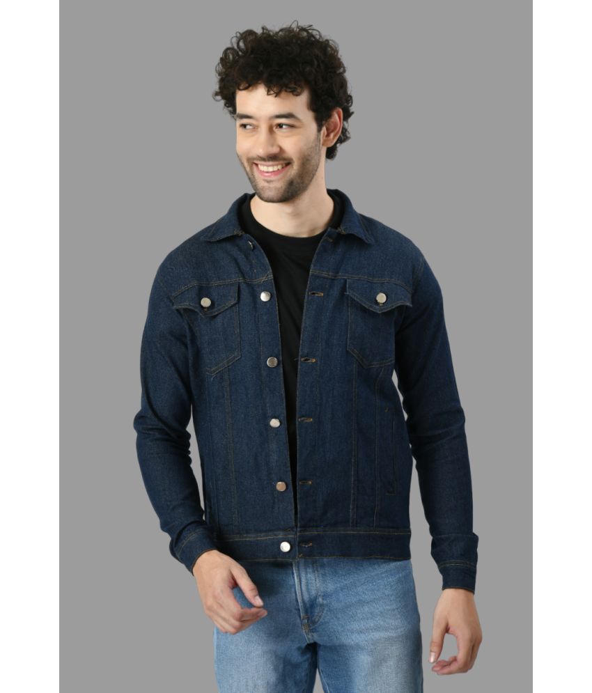     			DKGF Fashion Cotton Blend Men's Denim Jacket - Navy ( Pack of 1 )