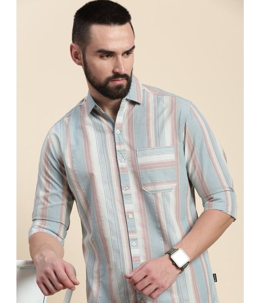     			Dillinger 100% Cotton Regular Fit Striped Full Sleeves Men's Casual Shirt - Blue ( Pack of 1 )