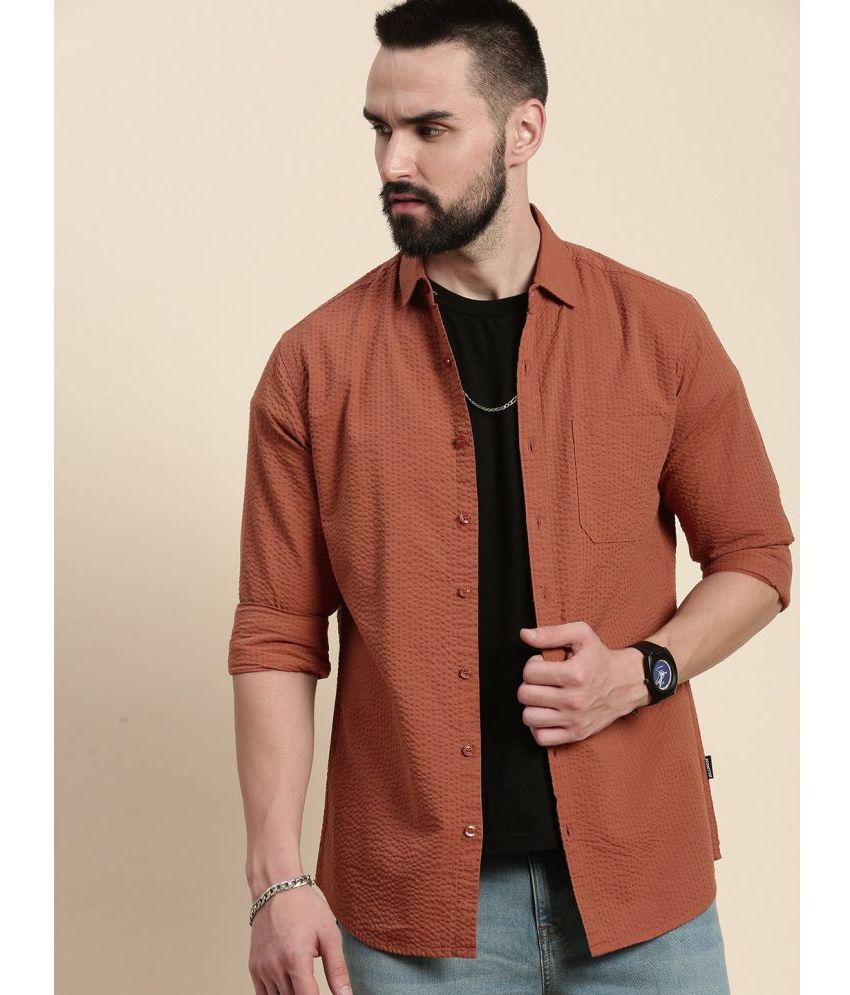     			Dillinger 100% Cotton Regular Fit Self Design Full Sleeves Men's Casual Shirt - Rust ( Pack of 1 )