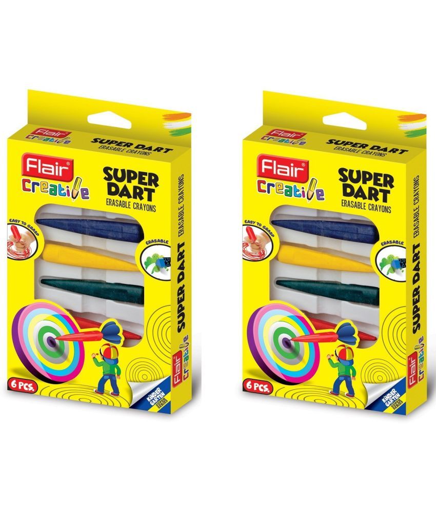     			FLAIR Creative Kinder Garten Super Series Colouring Dart Erasable Crayons (Set of 2, Multicolor)