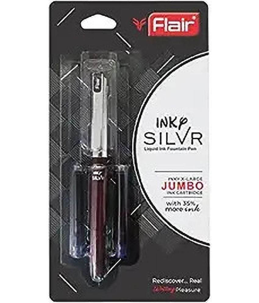     			FLAIR Inky Series Silver Liquid Ink, 2 Pieces X-Large Jumbo Cartridges Each Pack Fountain Pen (Pack of 6, Blue)