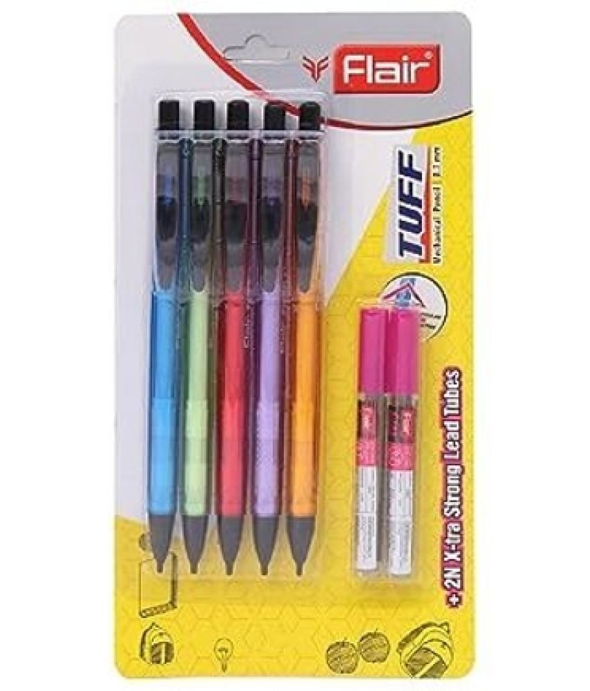     			FLAIR Tuff Mechanical Pencil Blister Pack | 0.7mm Xtra Long Lead Tubes Included Each Pencil (Set of 8, Multicolor)