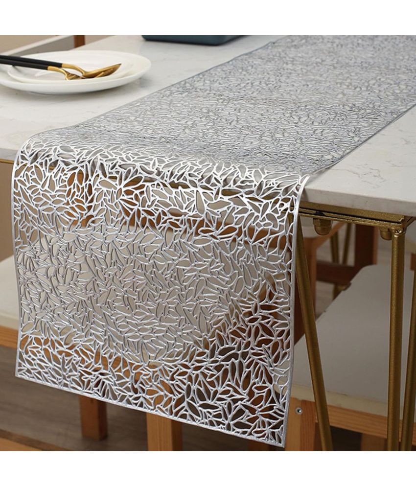     			HOMETALES PVC 6 Seater Table Runner ( 150 cm x 33 cm ) Single - Silver