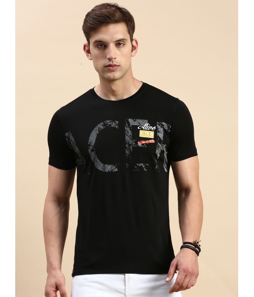     			Showoff Cotton Slim Fit Printed Half Sleeves Men's T-Shirt - Black ( Pack of 1 )