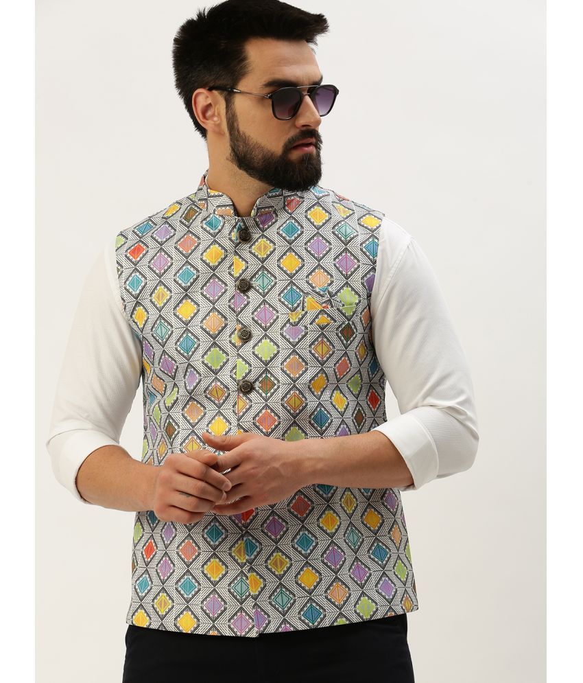     			Showoff - Multi Cotton Blend Men's Nehru Jacket ( Pack of 1 )