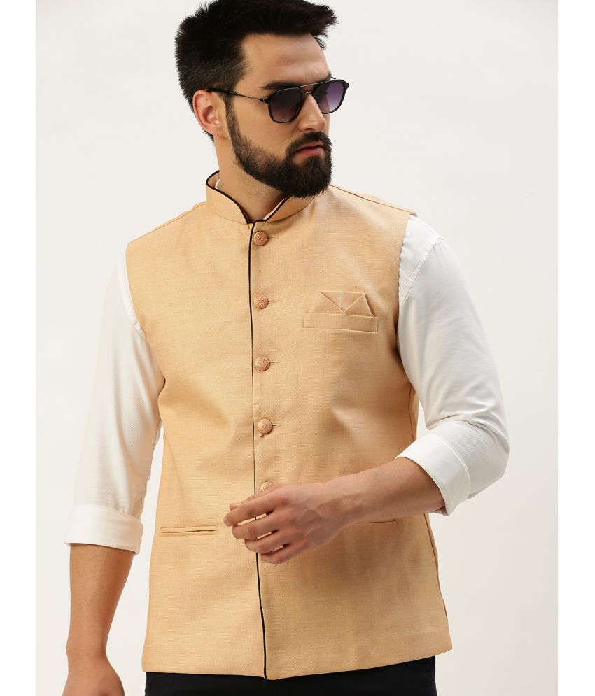     			Showoff - Peach Cotton Blend Men's Nehru Jacket ( Pack of 1 )