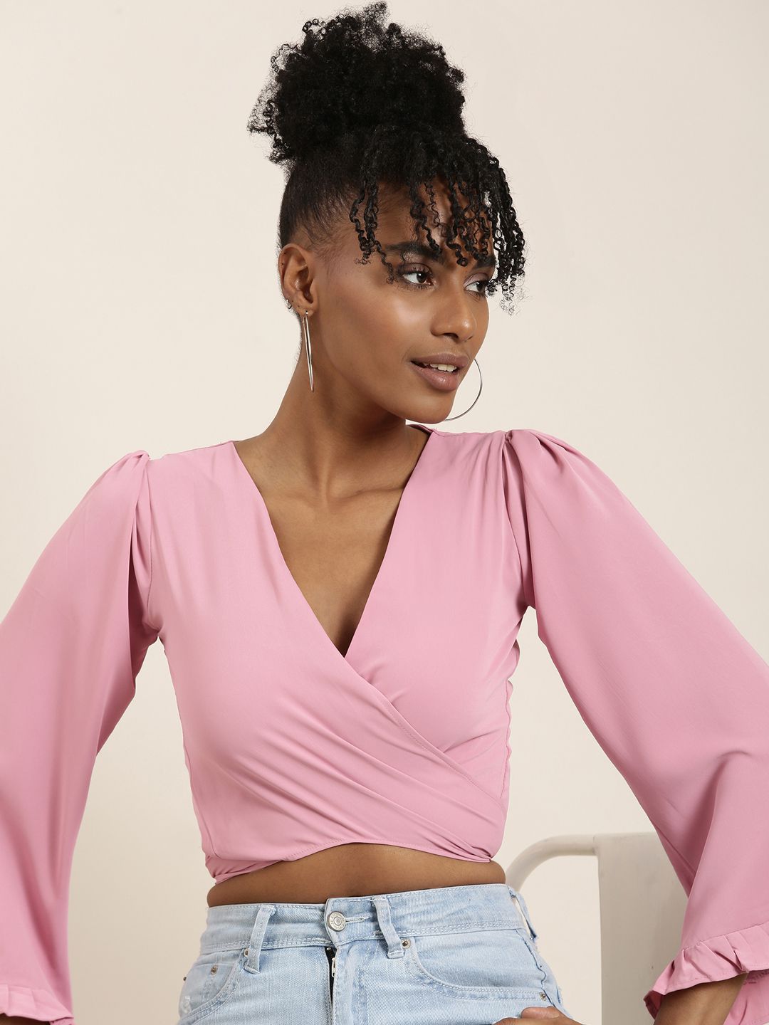     			Showoff - Pink Crepe Women's Wrap Top ( Pack of 1 )