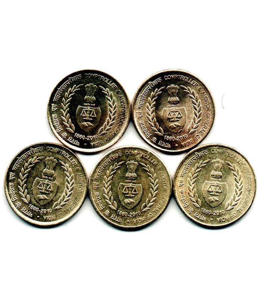     			5  /  FIVE  RS / RUPEE  COMPTROLLER  & AUDITOR GENERAL (5 PCS)  COMMEMORATIVE COLLECTIBLE-  U.N.C.