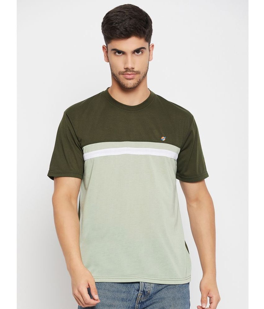     			Auxamis Cotton Blend Regular Fit Colorblock Half Sleeves Men's T-Shirt - Melange Olive ( Pack of 1 )