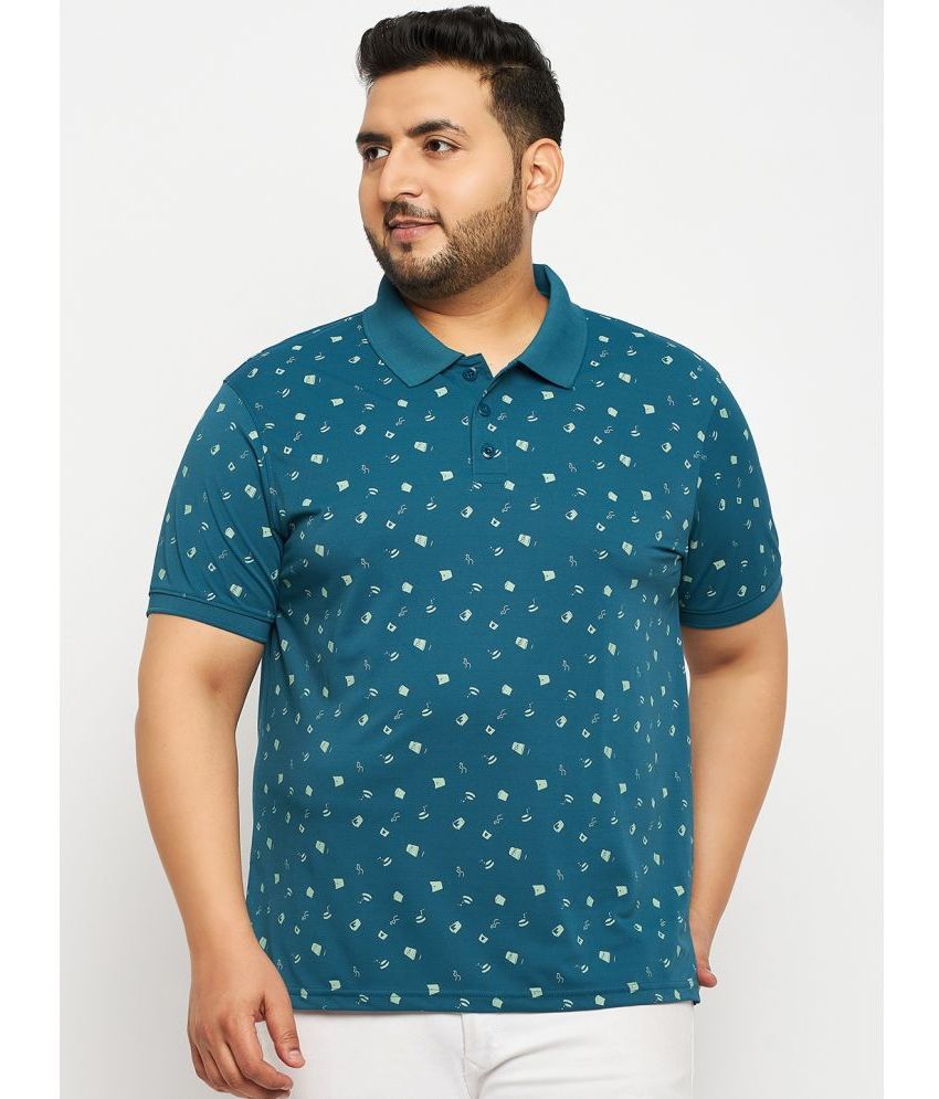     			Auxamis Cotton Blend Regular Fit Printed Half Sleeves Men's Polo T Shirt - Teal Blue ( Pack of 1 )