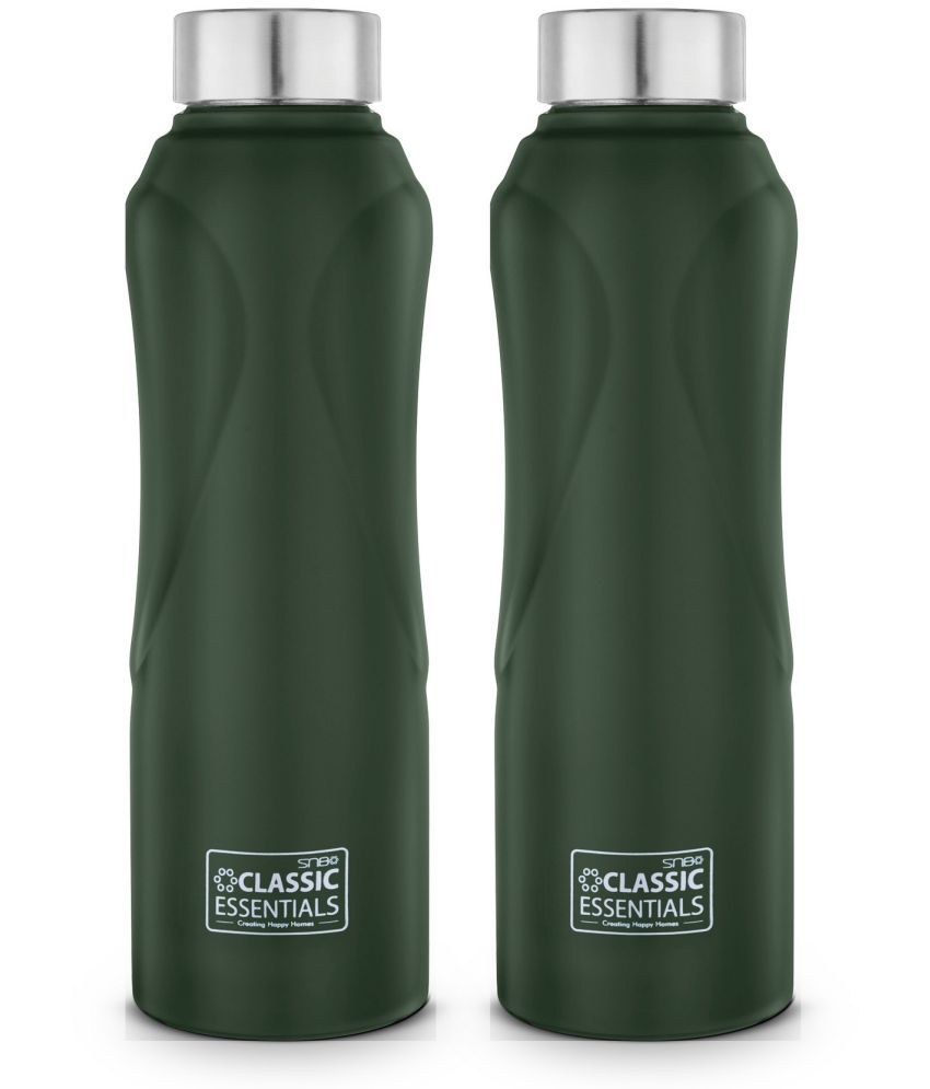     			Classic Essentials Curbb Water Bottle For School,Home,Office,Travel Dark Green Fridge Water Bottle 1000 mL ( Set of 2 )