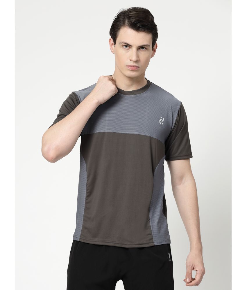     			DAFABFIT Polyester Regular Fit Colorblock Half Sleeves Men's T-Shirt - Grey ( Pack of 1 )