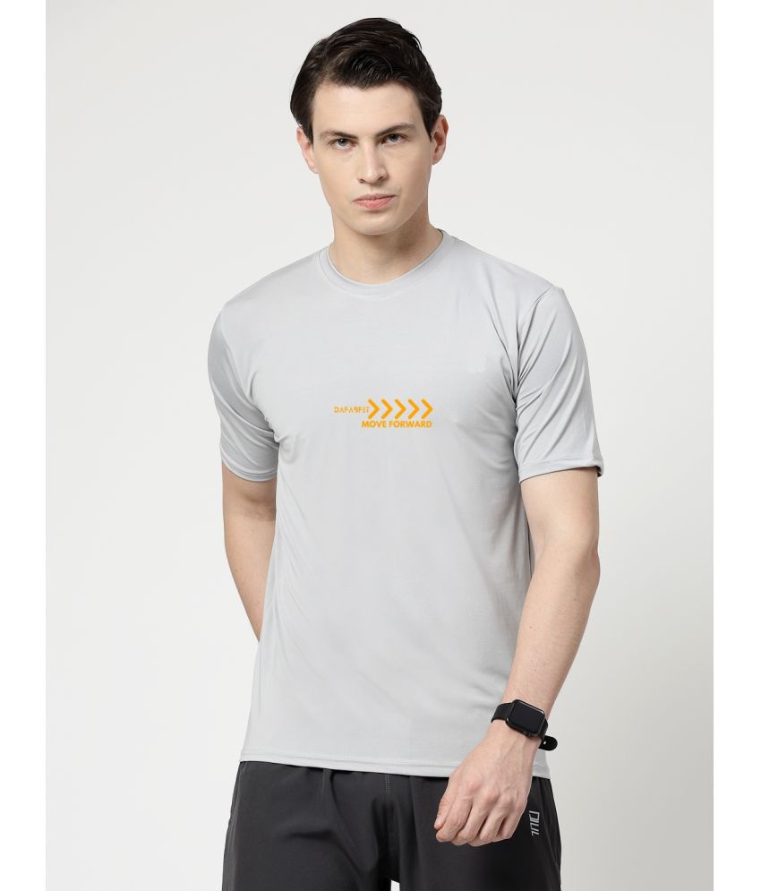     			DAFABFIT Polyester Regular Fit Printed Half Sleeves Men's T-Shirt - Light Grey ( Pack of 1 )