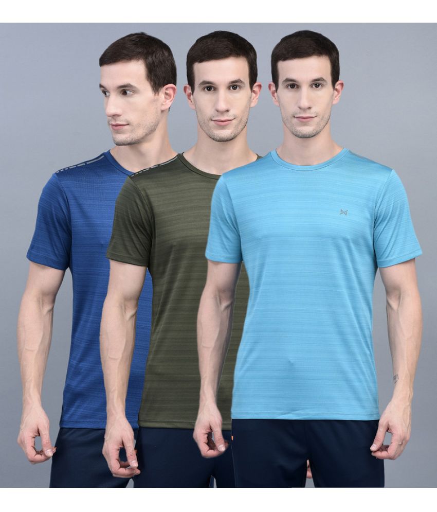     			Force NXT Cotton Blend Regular Fit Self Design Half Sleeves Men's T-Shirt - Multicolor ( Pack of 3 )