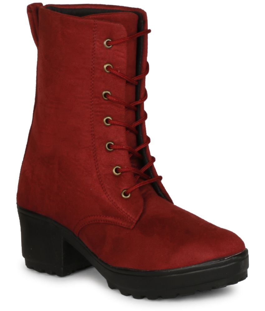     			Ishransh - Red Women's Mid Calf Length Boots