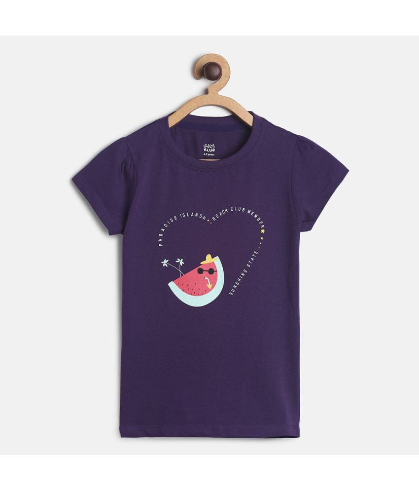     			MINI KLUB - Purple 100% Cotton Girls T-Shirt ( Pack of 1 )