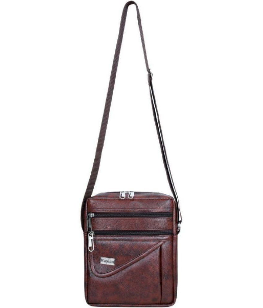     			Raylan - Brown Textured Messenger Bag
