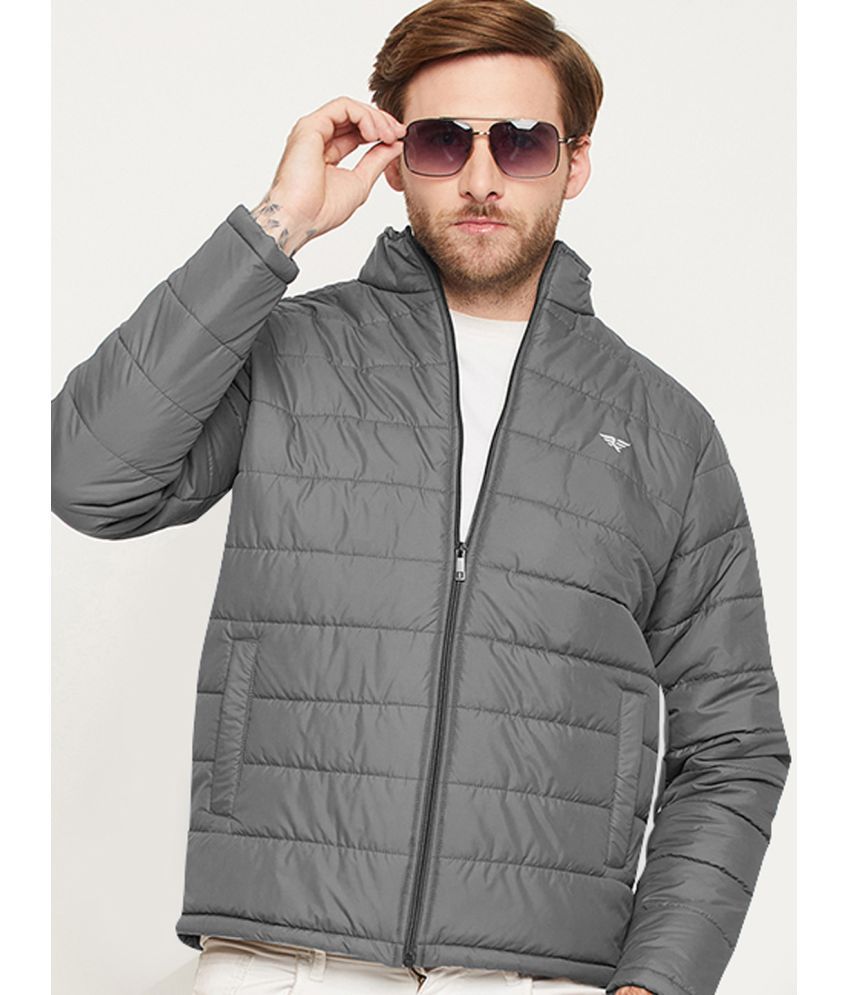     			Riss Polyester Men's Quilted & Bomber Jacket - Dark Grey ( Pack of 1 )