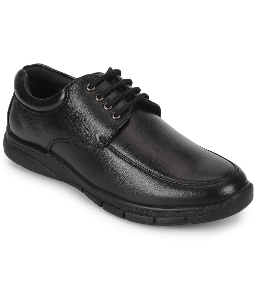     			UrbanMark Men Cushion Comfort Faux Leather Shoe Derby Formal Shoe with Lace - Black
