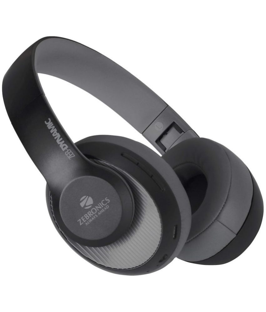 Zebronics Zeb-Dynamic Bluetooth Bluetooth Headphone Over Ear 34 Hours Playback Powerfull bass IPX5(Splash & Sweat Proof) Black
