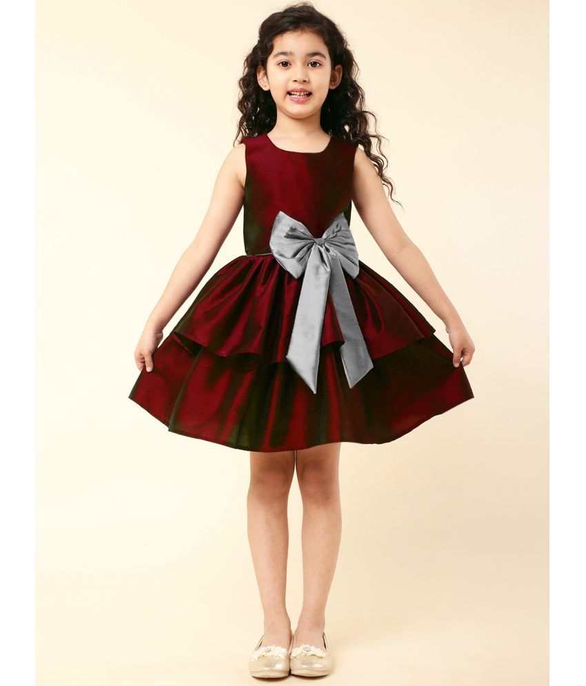     			A.T.U.N. Polyester Fit And Flare Dress For Girls ( Pack of 1 , Maroon )