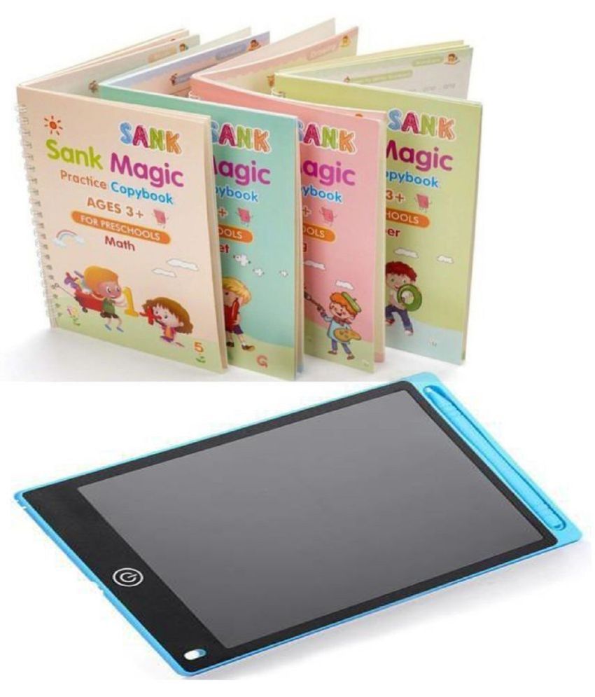     			( Combo Of Pack ) Magic Practice Copybook and LCD Writing Tablet slate By Unico Traders