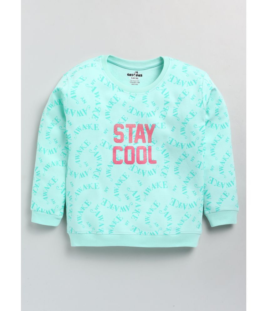     			Cutopies Kids Aqua Printed Cool Sweatshirts for Baby Girls (Pack of 1) Baby Girls Clothing Sets