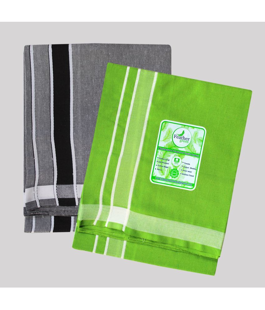     			Feather Green - Multicolor Cotton Men's Lungi ( Pack of 2 )